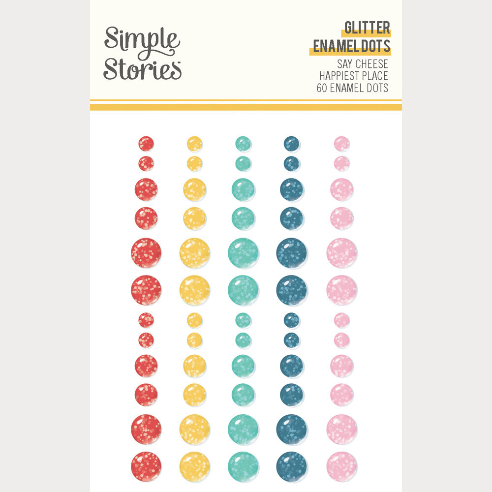 Simple Stories Say Cheese Happiest Place Glitter Enamel Dots (26232)