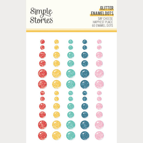 Simple Stories Say Cheese Happiest Place Glitter Enamel Dots (26232)