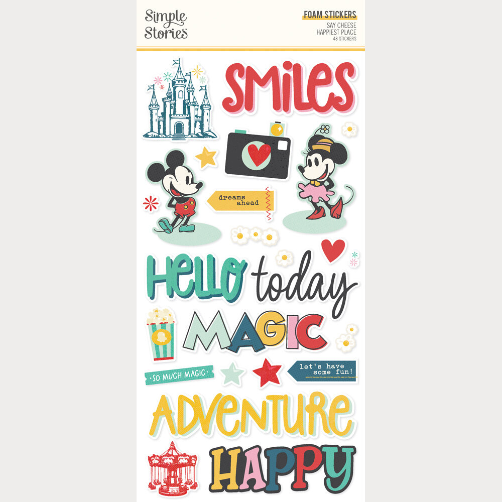 Simple Stories Say Cheese Happiest Place Foam Stickers (26230)