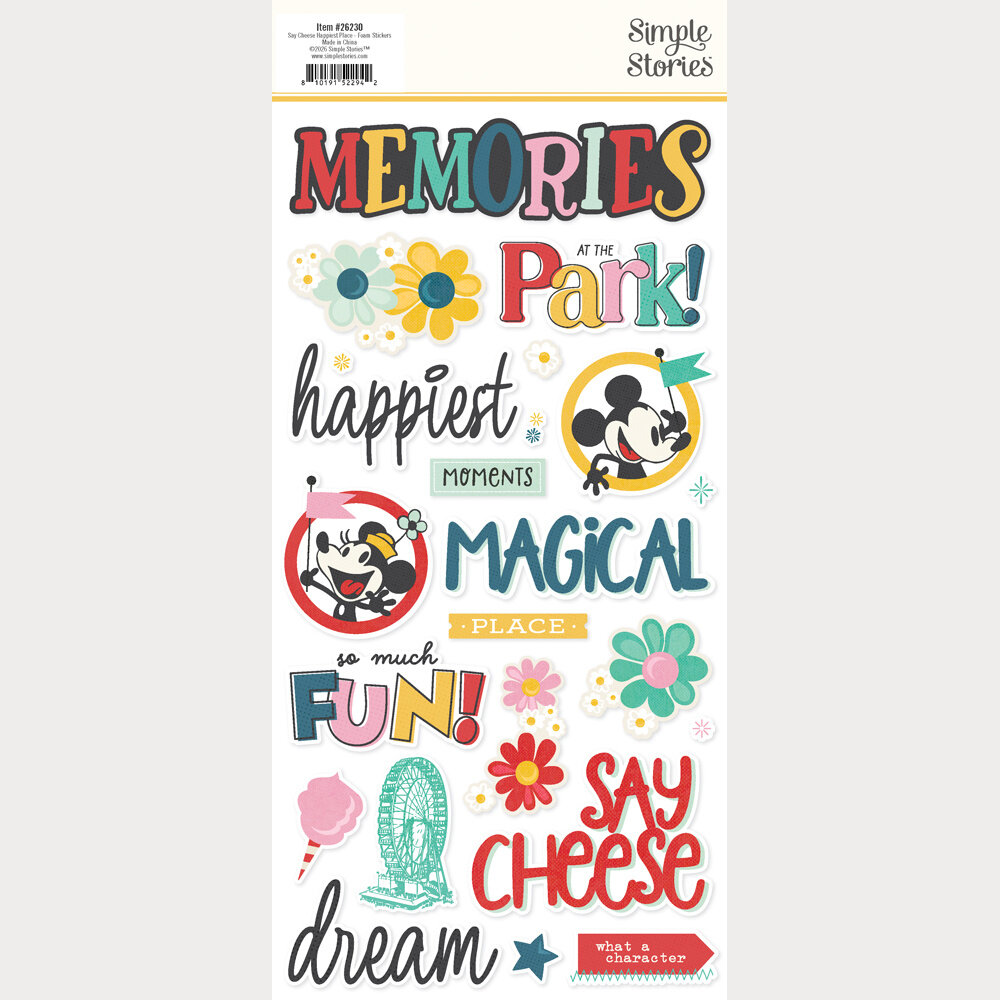 Simple Stories Say Cheese Happiest Place Foam Stickers (26230)