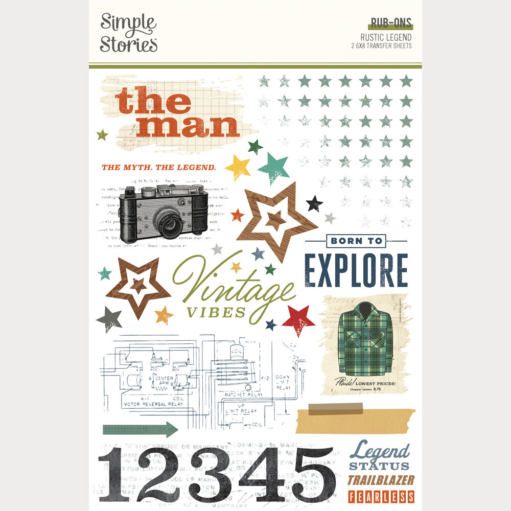 Simple Stories Rustic Legend Rub Ons (26621)