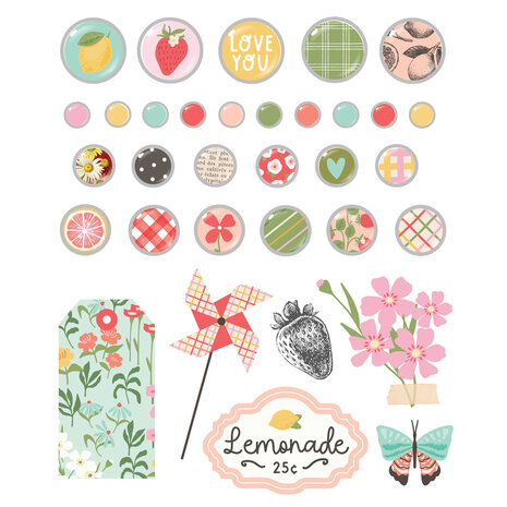 Simple Stories Pink Lemonade Decorative Brads (26323)