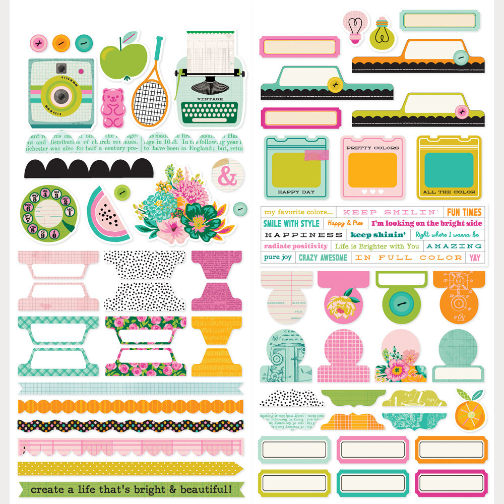 Simple Stories Color Me Happy Cardstock Stickers Basics (26503)