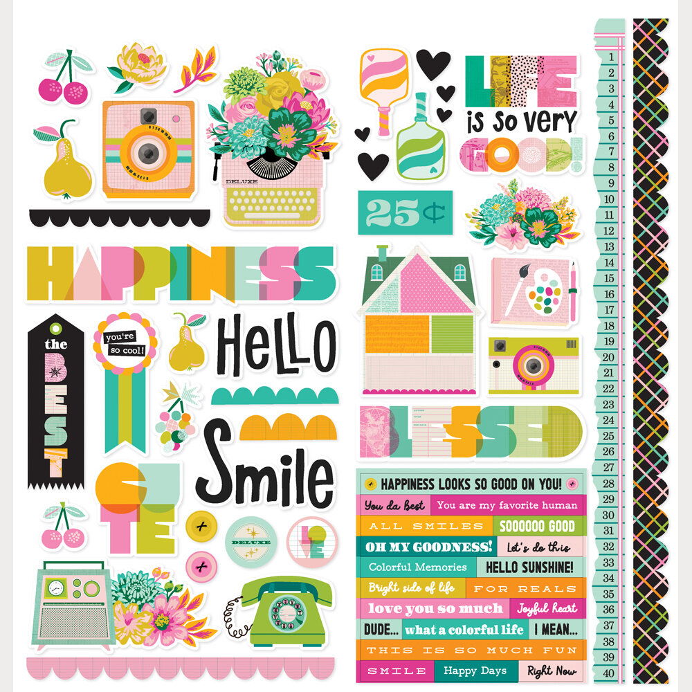 Simple Stories Color Me Happy Cardstock Stickers Icons (26502)