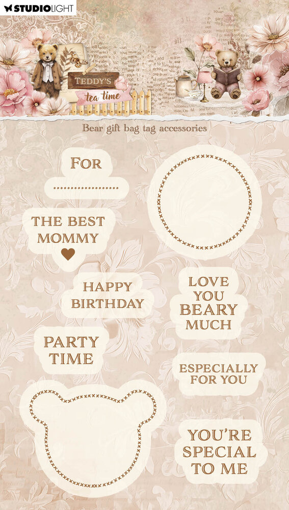Studio Light Teddy's Tea Time Clear Stamp Bear Gift Bag Tag Accesories (SL-TTT-STAMP924)