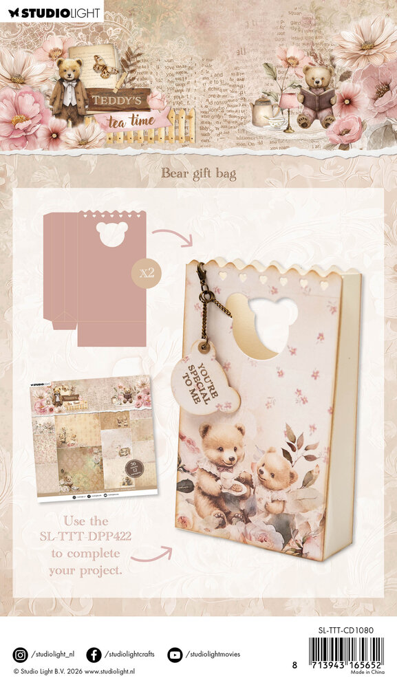 Studio Light Teddy's Tea Time Cutting Die Bear Gift Bag (SL-TTT-CD1080)