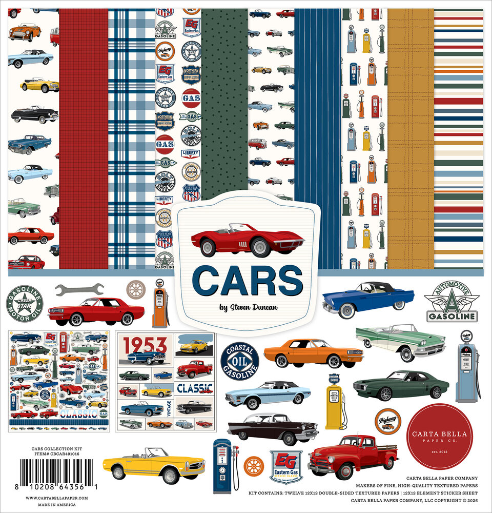 Carta Bella Cars 12x12 Inch Collection Kit (CBCAR491016) Carta Bella Cars 12x12 Inch Collection Kit (CBCAR491016)