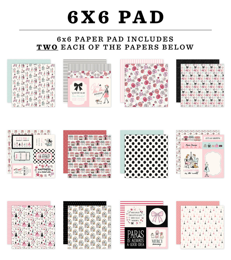 Carta Bella French Girl 6x6 Inch Paper Pad (CBFG490023)