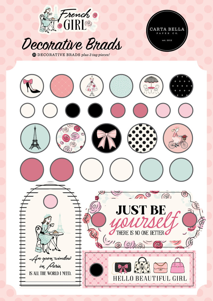 Carta Bella French Girl Decorative Brads (CBFG490020)