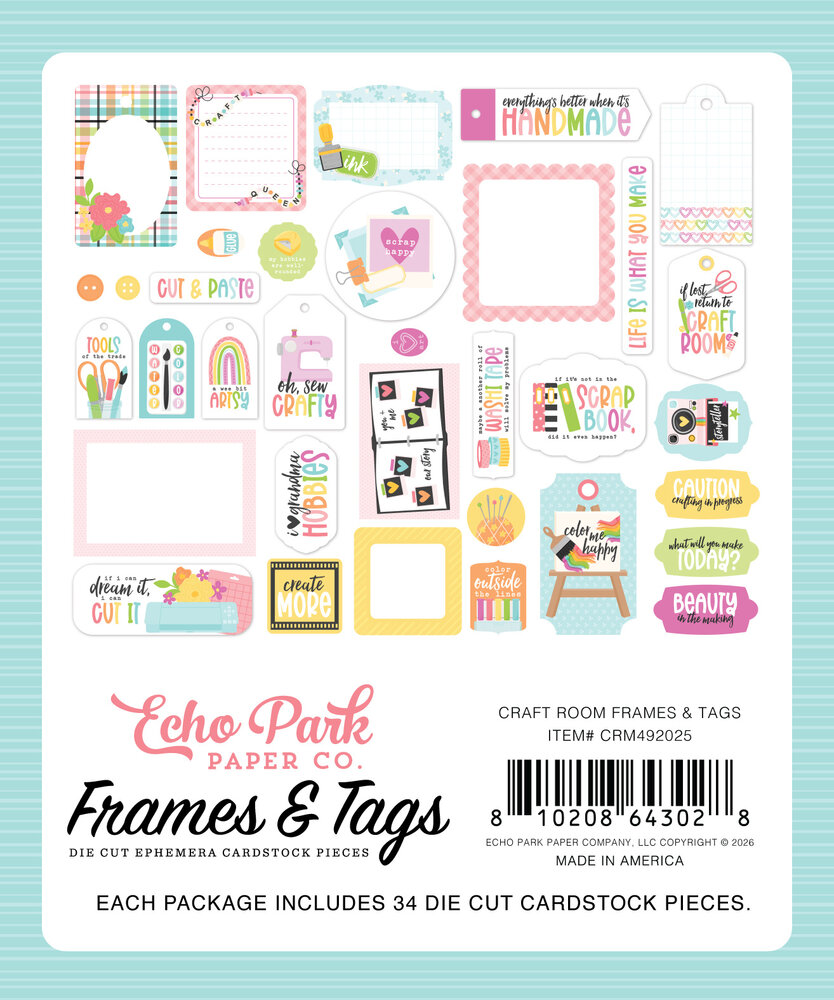 Echo Park Craft Room Frames & Tags (CRM492025) Echo Park Craft Room Frames & Tags (CRM492025)