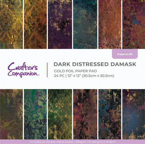 Crafter's Companion Dark Distressed Damask 12x12 Inch Gold Foil Paper Pad (CC-PAD12-DDDA) Crafter's Companion Dark Distressed Damask 12x12 Inch Gold Foil Paper Pad (CC-PAD12-DDDA)