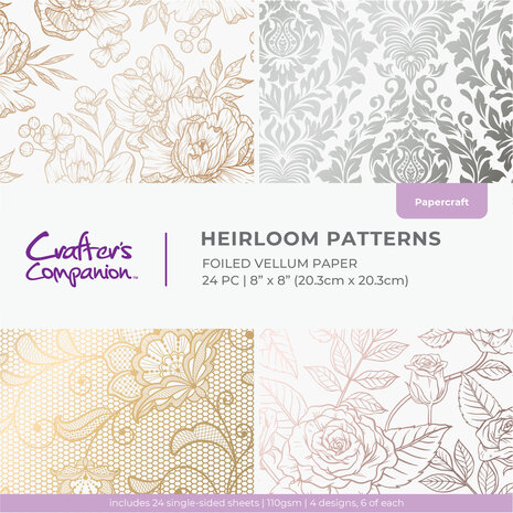 Crafter's Companion Heirloom Patterns 8x8 Inch Vellum Pad (CC-VELPAD8-HP)