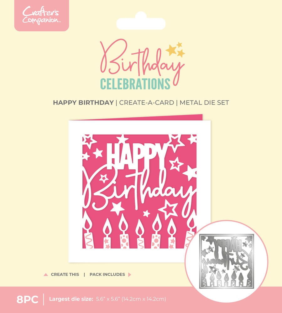 Crafter's Companion Birthday Celebrations Metal Die Create-a-Card Happy Birthday (CC-BC-MD-CAD-HAPB)