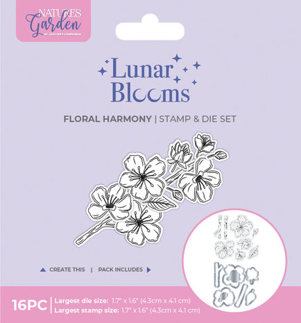 Crafter's Companion Lunar Blooms Stamp & Die Floral Harmony (NG-LB-STD-FLHAR)