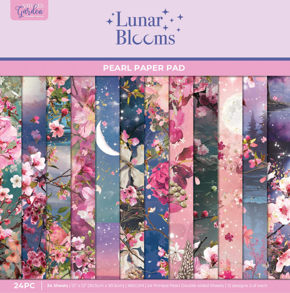 Crafter's Companion Lunar Blooms 12x12 Inch Paper Pad (NG-LB-PAD12)