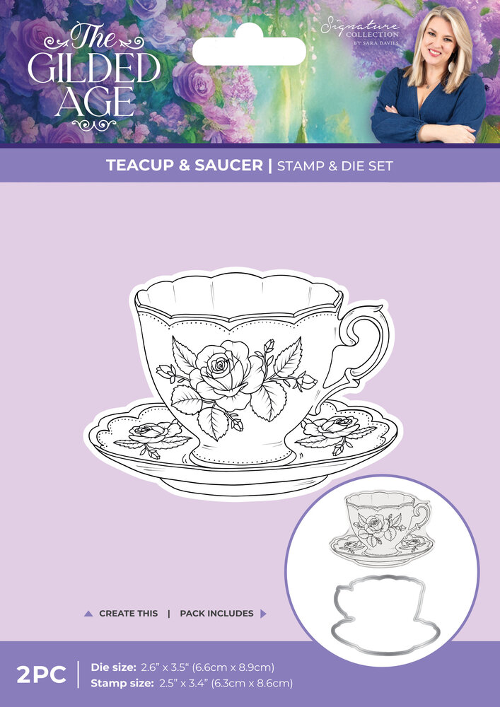 Crafter's Companion The Gilded Age Stamp & Die Teacup & Saucer (SS-TGA-STD-TSA) Crafter's Companion The Gilded Age Stamp & Die Teacup & Saucer (SS-TGA-STD-TSA)