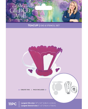 Crafter's Companion The Gilded Age Die & Stencil Set Teacup (SS-TGA-MD-STEN-TC)