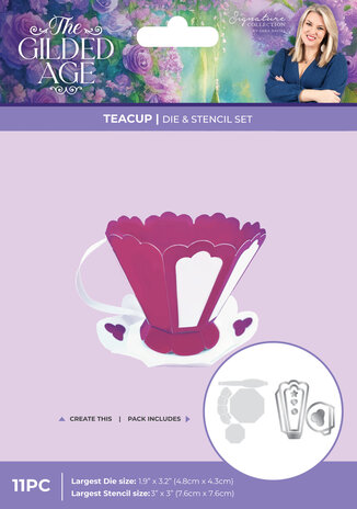 Crafter's Companion The Gilded Age Die & Stencil Set Teacup (SS-TGA-MD-STEN-TC)