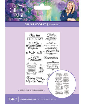 Crafter's Companion The Gilded Age Clear Acrylic Stamp Sip, Sip Hooray! (SS-TGA-CA-ST-SIPHO)