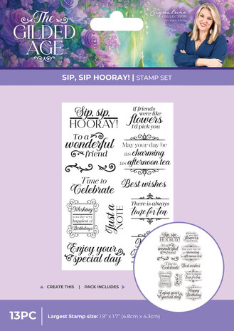 Crafter's Companion The Gilded Age Clear Acrylic Stamp Sip, Sip Hooray! (SS-TGA-CA-ST-SIPHO)