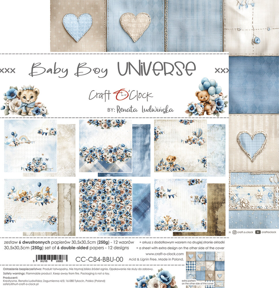 Craft O'Clock Baby Boy Universe 12x12 Inch Paper Set (CC-C84-BBU-00) Craft O'Clock Baby Boy Universe 12x12 Inch Paper Set (CC-C84-BBU-00)