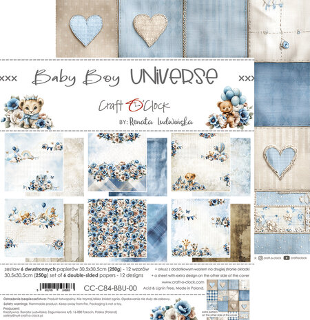 Craft O'Clock Baby Boy Universe 12x12 Inch Paper Set (CC-C84-BBU-00) Craft O'Clock Baby Boy Universe 12x12 Inch Paper Set (CC-C84-BBU-00)