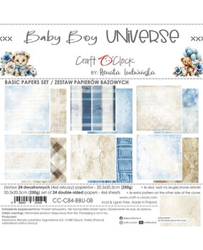 Craft O'Clock Baby Boy Universe 8x8 Inch Basic Papers Set (CC-C84-BBU-08)