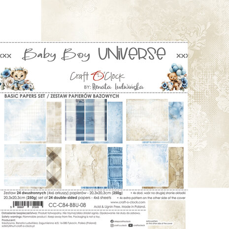 Craft O'Clock Baby Boy Universe 8x8 Inch Basic Papers Set (CC-C84-BBU-08) Craft O'Clock Baby Boy Universe 8x8 Inch Basic Papers Set (CC-C84-BBU-08)