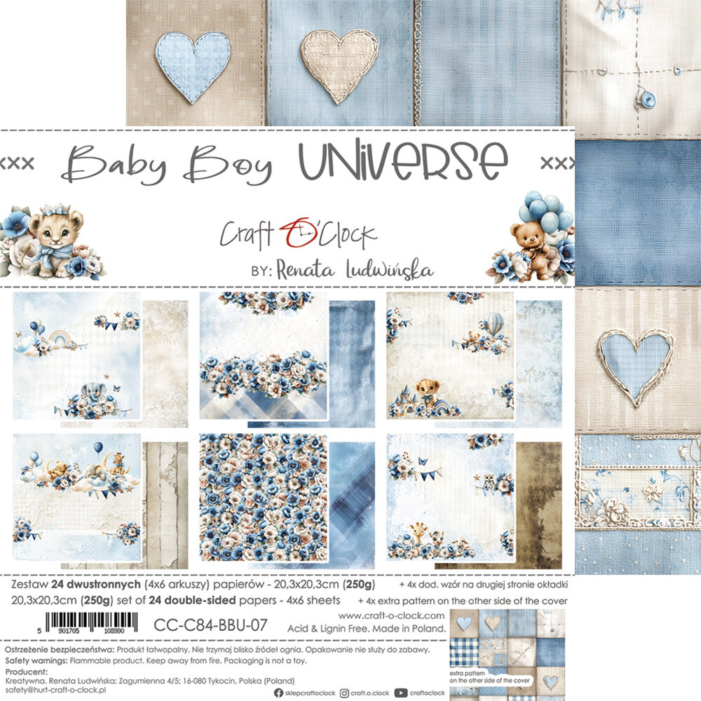 Craft O'Clock Baby Boy Universe 8x8 Inch Medium Papers Set (CC-C84-BBU-09)