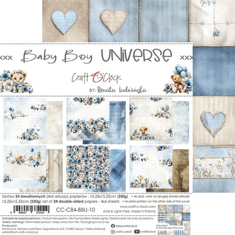 Craft O'Clock Baby Boy Universe 6x6 Inch Paper Set (CC-C84-BBU-10)