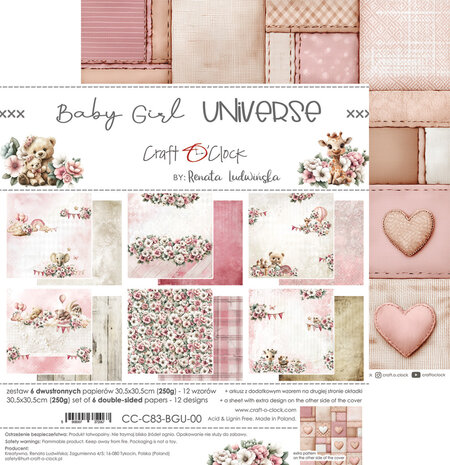 Craft O'Clock Baby Girl Universe 12x12 Inch Paper Set (CC-C83-BGU-00) Craft O'Clock Baby Girl Universe 12x12 Inch Paper Set (CC-C83-BGU-00)