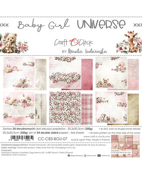Craft O'Clock Baby Girl Universe 8x8 Inch Paper Set (CC-C83-BGU-07)