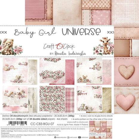 Craft O'Clock Baby Girl Universe 8x8 Inch Medium Papers Set (CC-C83-BGU-09) Craft O'Clock Baby Girl Universe 8x8 Inch Medium Papers Set (CC-C83-BGU-09)