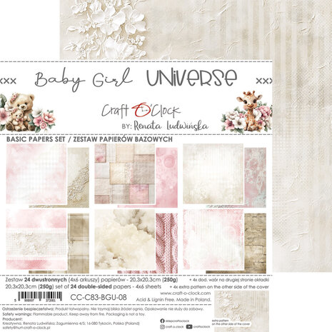 Craft O'Clock Baby Girl Universe 8x8 Inch Medium Papers Set (CC-C83-BGU-09) Craft O'Clock Baby Girl Universe 8x8 Inch Medium Papers Set (CC-C83-BGU-09)
