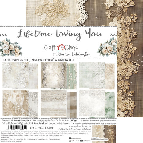 Craft O'Clock Lifetime Loving You 8x8 Inch Basic Papers Set (CC-C82-LLY-08)