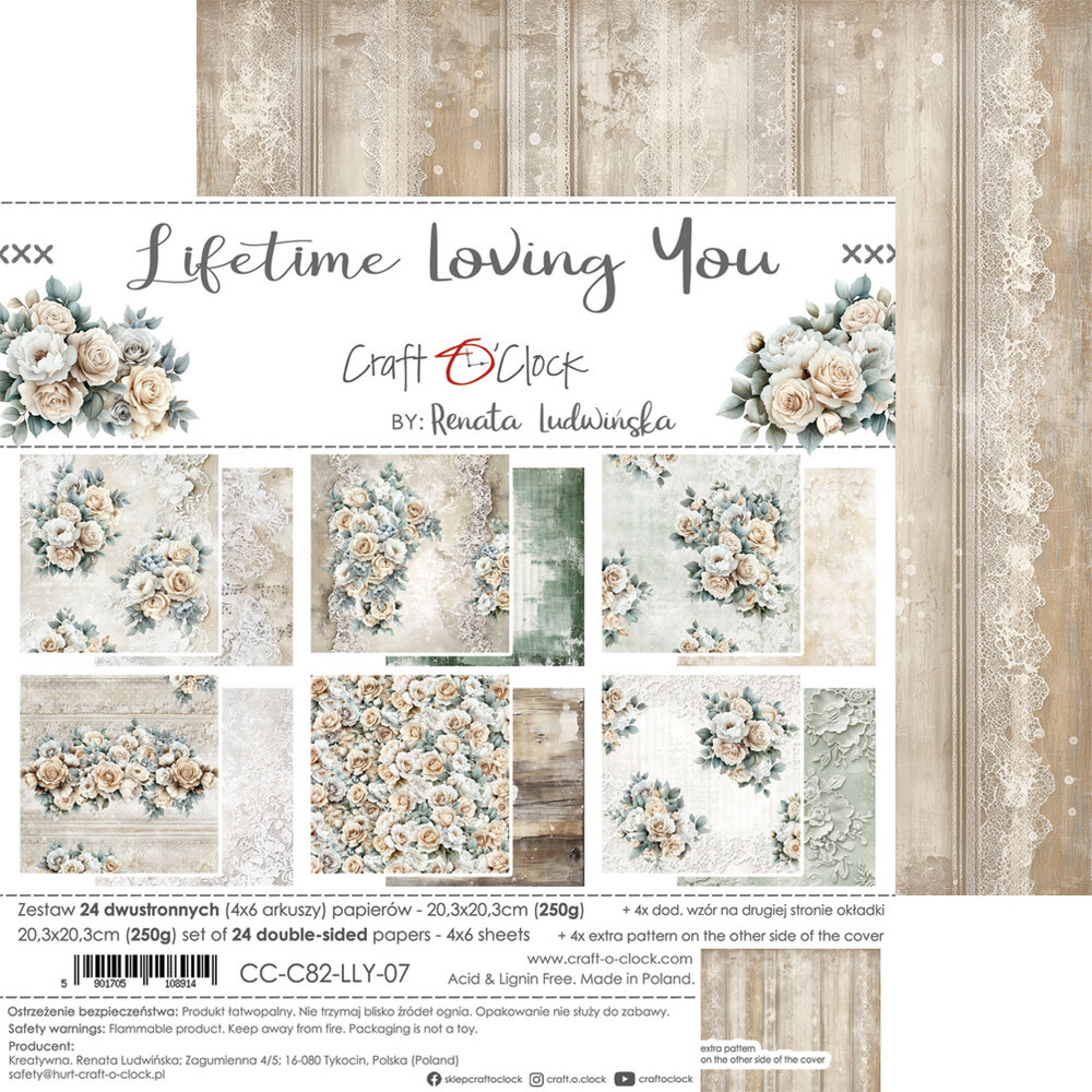 Craft O'Clock Lifetime Loving You 8x8 Inch Medium Papers Set (CC-C82-LLY-09) Craft O'Clock Lifetime Loving You 8x8 Inch Medium Papers Set (CC-C82-LLY-09)