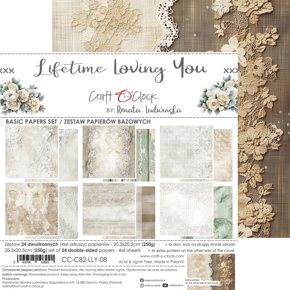 Craft O'Clock Lifetime Loving You 8x8 Inch Medium Papers Set (CC-C82-LLY-09) Craft O'Clock Lifetime Loving You 8x8 Inch Medium Papers Set (CC-C82-LLY-09)