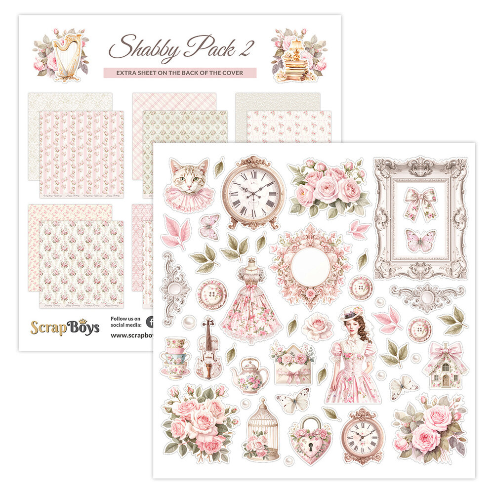 ScrapBoys Shabby Pack 2 12x12 Inch Paper Pad (SB-SHPA2-08)