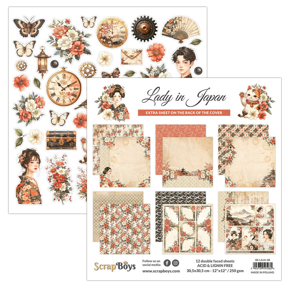 ScrapBoys Lady in Japan 12x12 Inch Paper Pad (SB-LAJA-08)