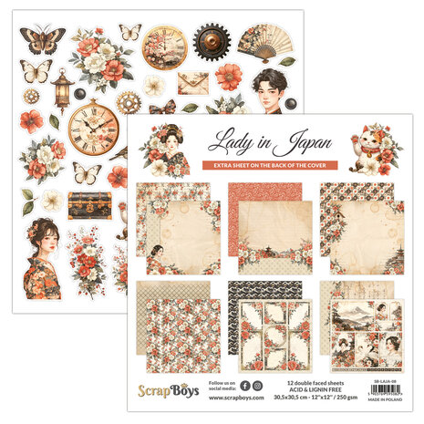 ScrapBoys Lady in Japan 12x12 Inch Paper Pad (SB-LAJA-08)