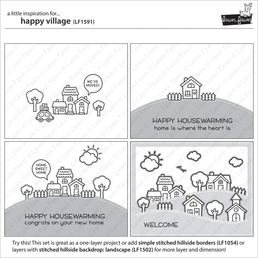 Lawn Fawn Happy Village Clear Stamps (LF1591)