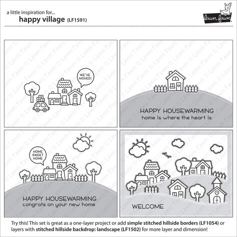 Lawn Fawn Happy Village Clear Stamps (LF1591)