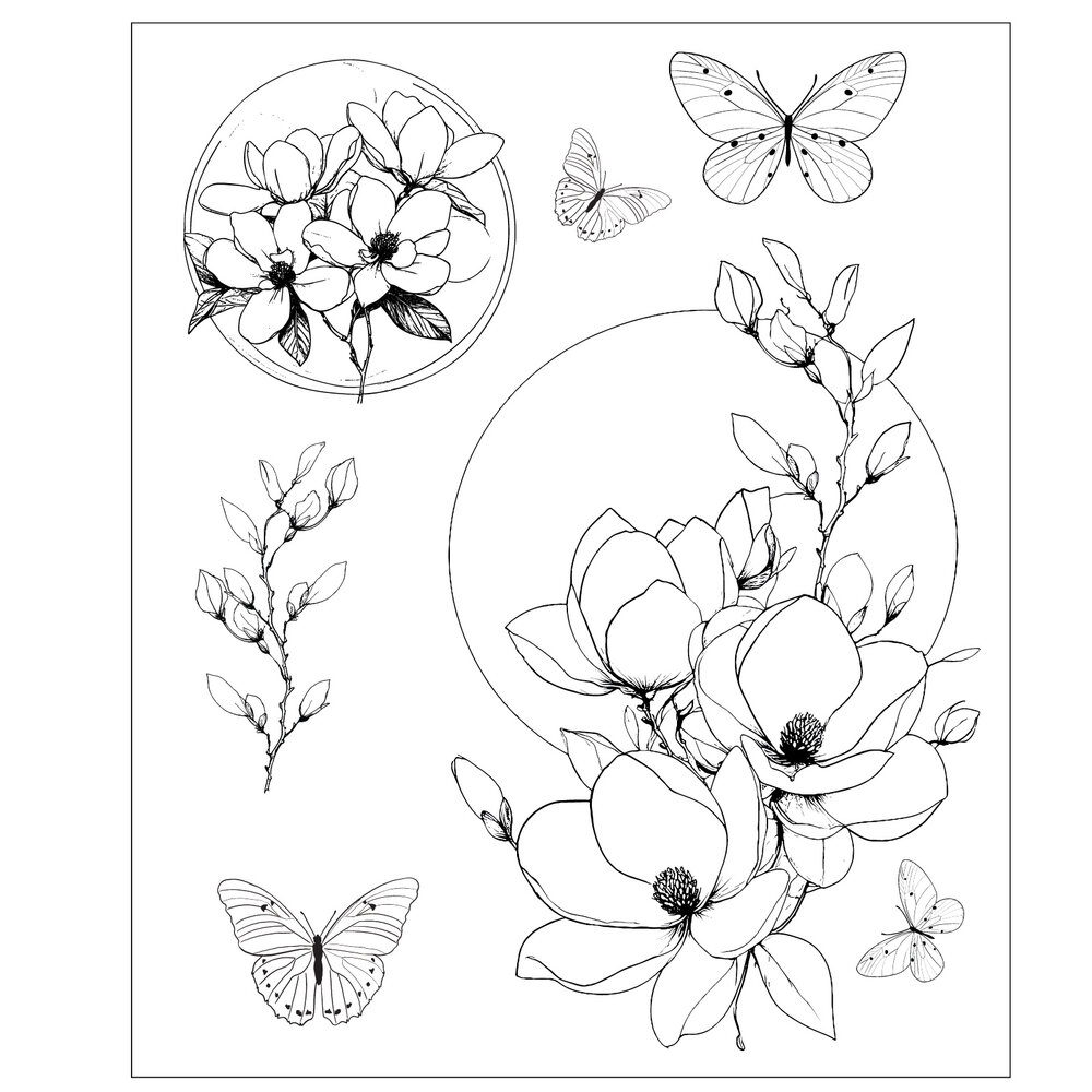 Sizzix Studio Clear Stamps by Willow Wolfe Magnolia (7pcs) (667027)