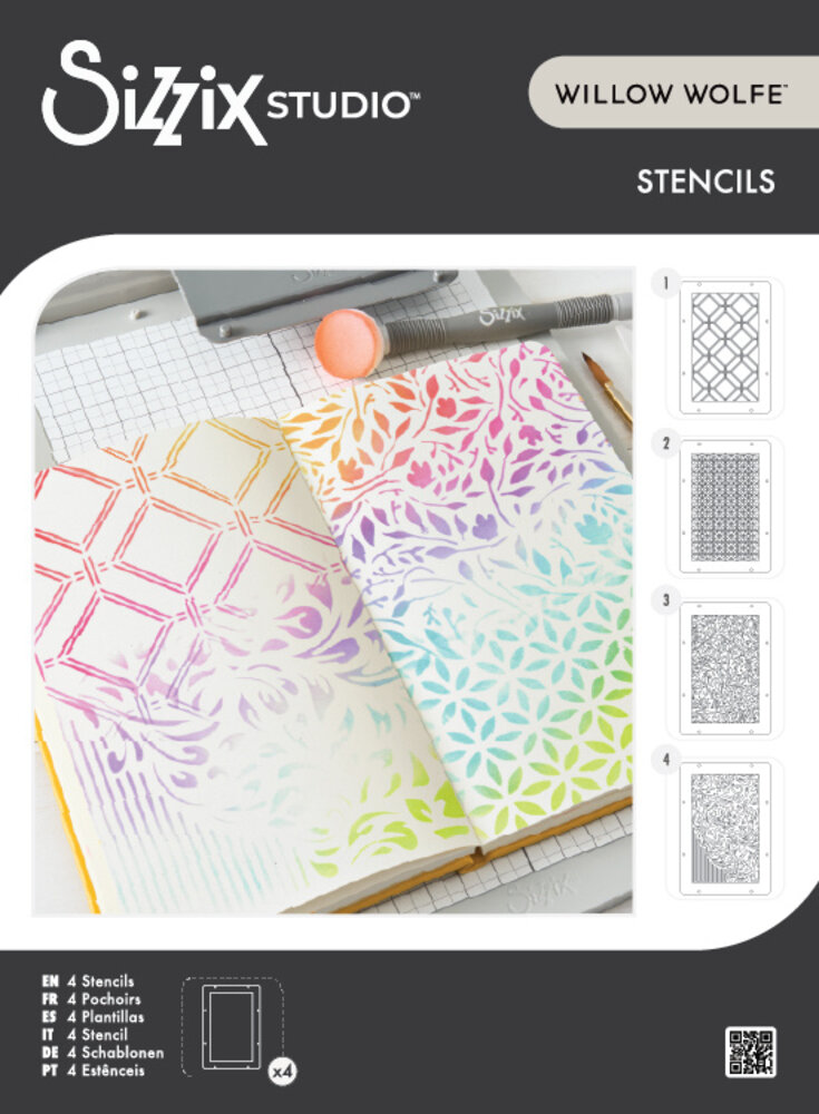 Sizzix Studio Layered Stencils by Willow Wolfe Backgrounds (4pcs) (667004)