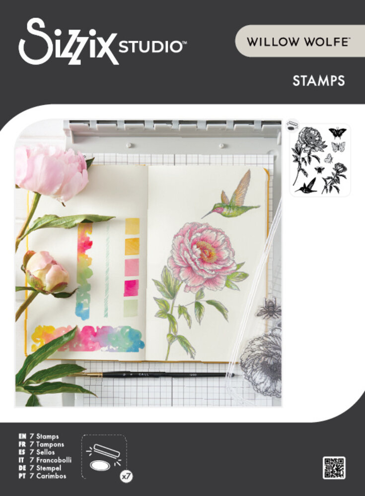 Sizzix Studio Clear Stamps by Willow Wolfe Flowers and Creatures (7pcs) (666926)
