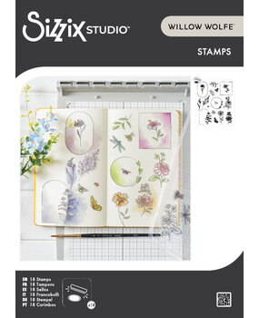 Sizzix Studio Clear Stamps by Willow Wolfe Floral Frames and Mini Flowers (18pcs) (666925)