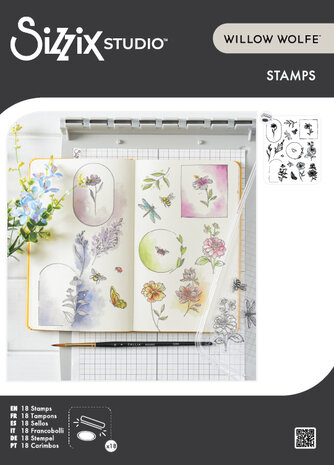 Sizzix Studio Clear Stamps by Willow Wolfe Floral Frames and Mini Flowers (18pcs) (666925)