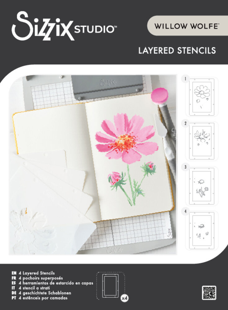 Sizzix Studio Layered Stencils by Willow Wolfe Cosmo (4pcs) (666921)
