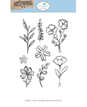 Elizabeth Craft Designs Hello You! Stamp and Die Set Flower Scribbles (CSD441)