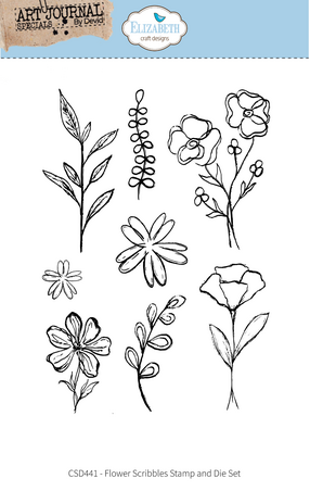 Elizabeth Craft Designs Hello You! Stamp and Die Set Flower Scribbles (CSD441)